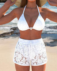 Isala | Elegantes einfarbiges Spitzen-Bikini-Set – Luxus-Spitze, schmeichelhafte Passform in Weiß