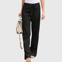 Amalia | Damen Hose Leicht Modern Chic Elegant Alltag Business in Schwarz