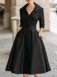 Lina - Midi-Kleid aus Satin in Schwarz