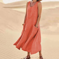 Tina™ - Sommer Leinenkleid in Orange