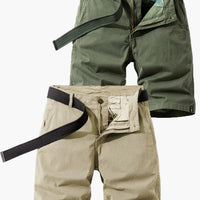Herren-Bermudashorts mit Gürtel für Sommer- und Outdoor-Aktivitäten in Armeegrün + Khaki