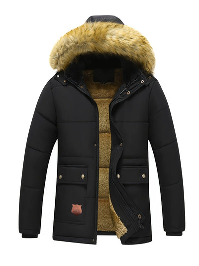 Lässige Kapuzen-Polyester-Winterjacke für Herren | Ideal für den Winter