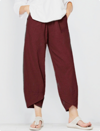Leila | Damen Baumwollhose Sommer Natürlich Leicht Komfort Casual in Rot