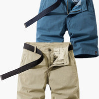Herren-Bermudashorts mit Gürtel für Sommer- und Outdoor-Aktivitäten in Dunkelblau + Khaki