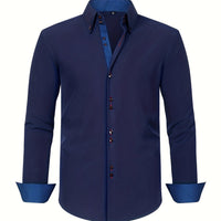 ALBERTO | ELEGANTE LEICHTE HEMD MIT KONTRASTDETAILS in Marineblau