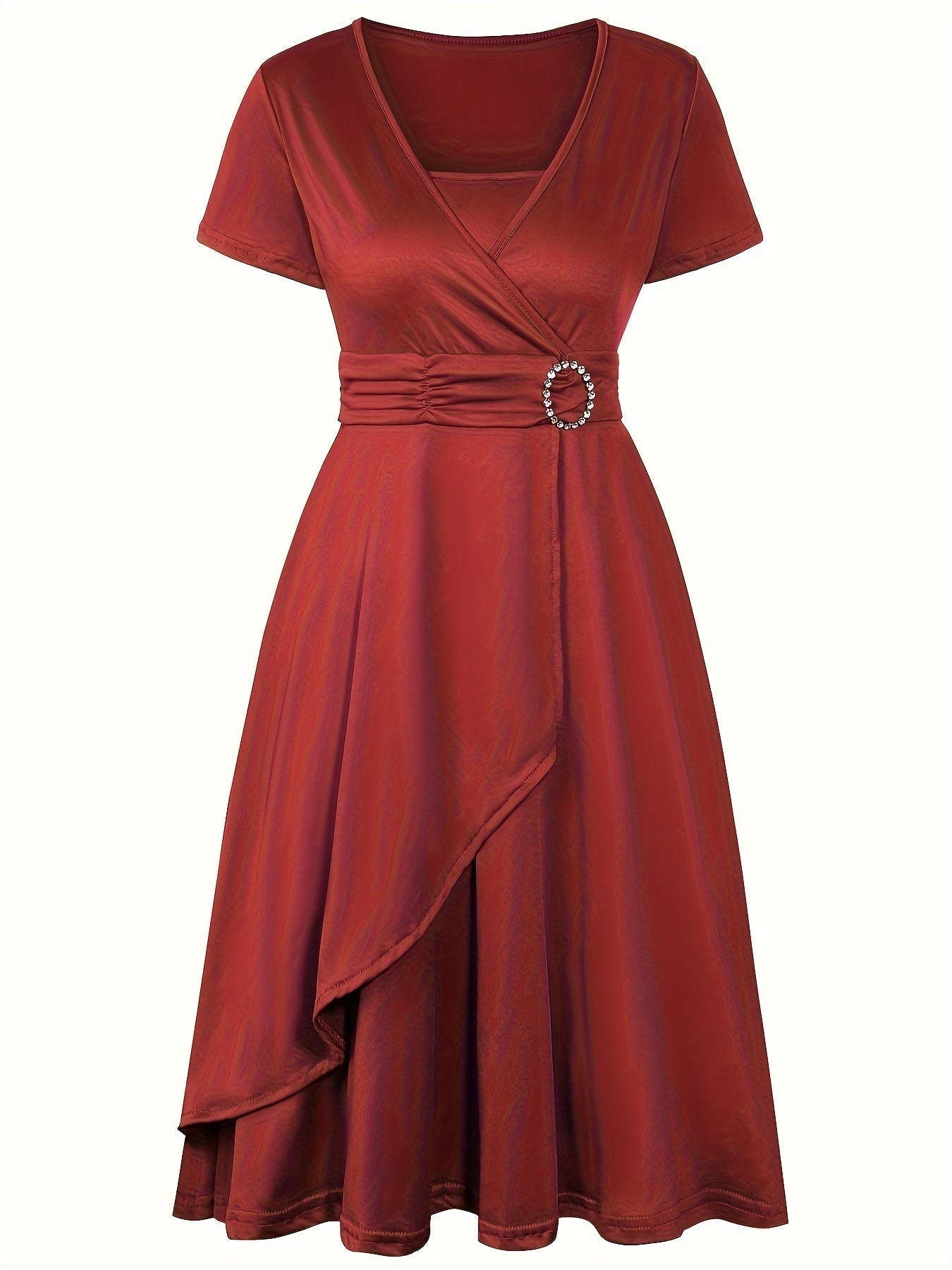 Stilvolles Baumwollkleid mit schmaler Passform, asymmetrischem Saum und Bindegürtel für Damen | Ideal für den Sommer