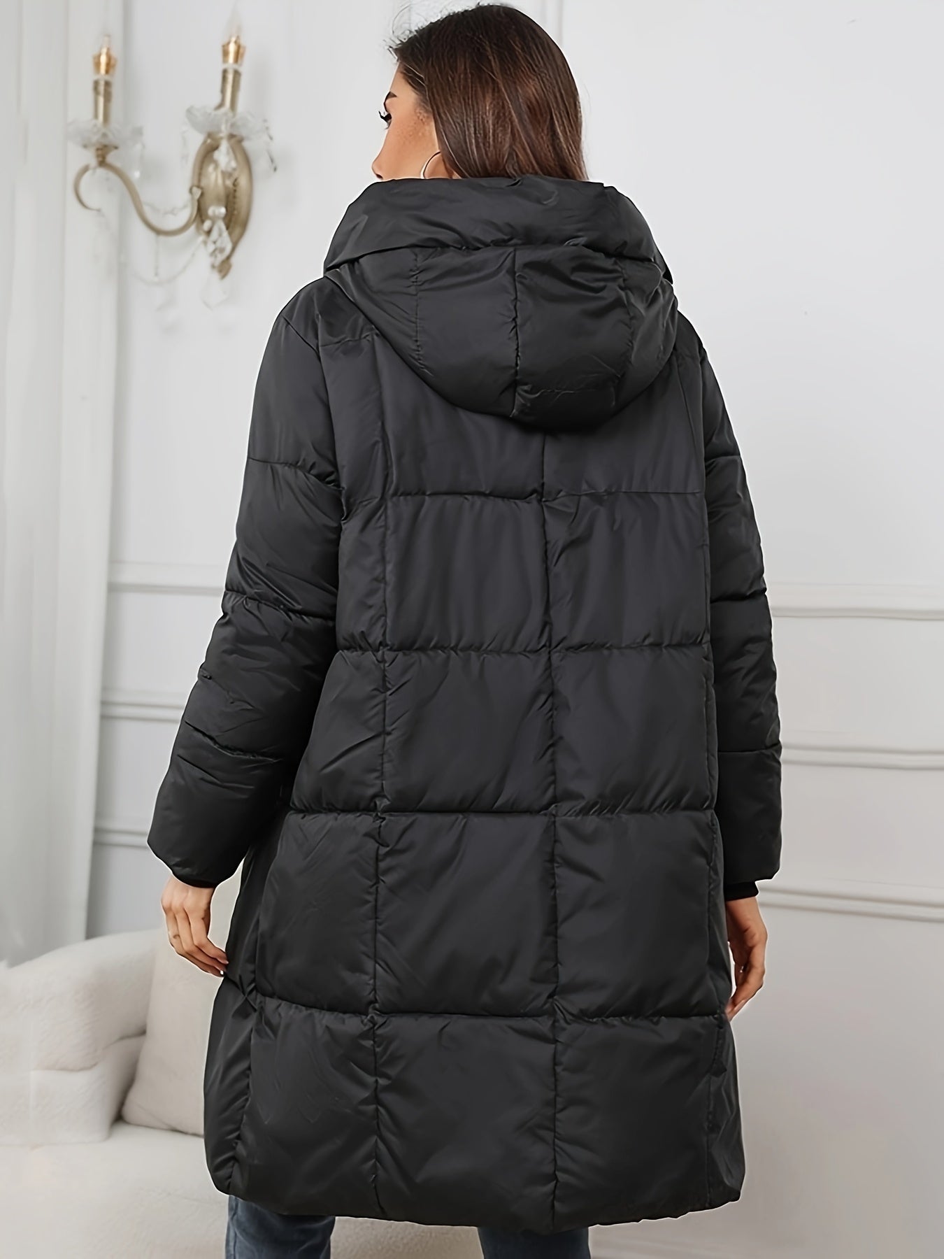 Chic Mid-Langer Kapuzen Winter Puffer Mantel für Damen | Ideal für den Winter