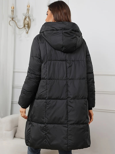 Chic Mid-Langer Kapuzen Winter Puffer Mantel für Damen | Ideal für den Winter