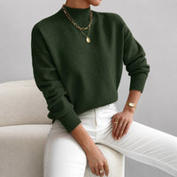 Roxana - Eleganter Damenpullover mit mittelhohem Kragen in Grün