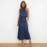 Hansel - Schickes Cocktail-Midikleid in Dunkelblau