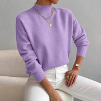 Roxana - Eleganter Damenpullover mit mittelhohem Kragen in Lila