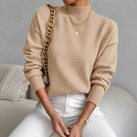 Roxana - Eleganter Damenpullover mit mittelhohem Kragen in Khaki