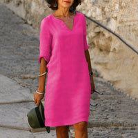 Sara - Elegantes, einfaches Kleid in Rosa