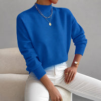 Roxana - Eleganter Damenpullover mit mittelhohem Kragen in Blau