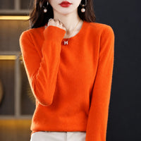 Erica - Bequemer Damenpullover mit Rundhalsausschnitt in Orange