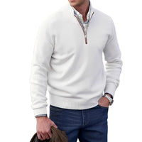 Gabriel - Komfortabler Herrenpullover mit Zipper in Weiß