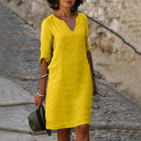 Sara - Elegantes, einfaches Kleid in Gelb