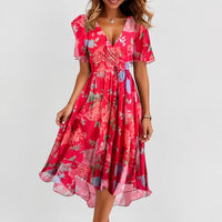 Annegret - Stilvolles Damenkleid mit V-Ausschnitt in Rosa