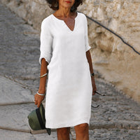 Sara - Elegantes, einfaches Kleid in Weiß