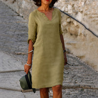 Sara - Elegantes, einfaches Kleid in Khaki