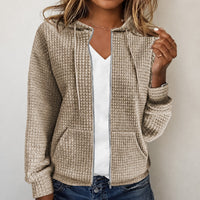 Kristel - Sweatjacke mit wabenartigem Muster in Khaki