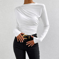 Livia - Figurbetontes Langarmshirt mit Rüschen in Weiß