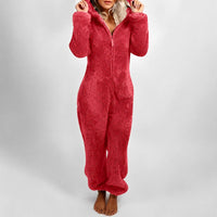 Jasmine - Bequemer Damen-Kapuzen-Overall in Rot