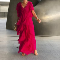 Riza - Elegant geschnittenes Plisseekleid in Rosa