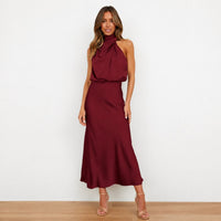 Hansel - Schickes Cocktail-Midikleid in Burgunderrot