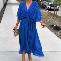 Loisa - Luftiges Kleid mit V-Ausschnitt in Blau