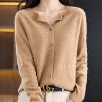 Ina - Eleganter Damenpullover mit Rundhalsausschnitt in Hellbraun