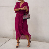 Loisa - Luftiges Kleid mit V-Ausschnitt in Fuchsia
