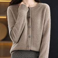 Ina - Eleganter Damenpullover mit Rundhalsausschnitt in Braun