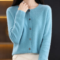 Ina - Eleganter Damenpullover mit Rundhalsausschnitt in Hellblau