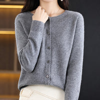 Ina - Eleganter Damenpullover mit Rundhalsausschnitt in Grau