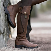 Athena - Vintage-inspirierte hohe Stiefel in Dunkelbraun