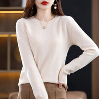 Erica - Bequemer Damenpullover mit Rundhalsausschnitt in Beige