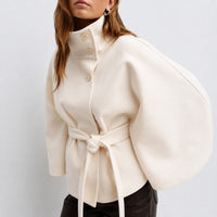 Loraine - Schicke Damenjacke mit Gürtel in Beige
