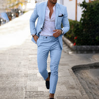 Mikael - Set aus Blazer und Hose in Hellblau