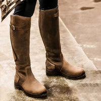 Athena - Vintage-inspirierte hohe Stiefel in Braun
