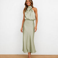 Hansel - Schickes Cocktail-Midikleid in Hellgrün