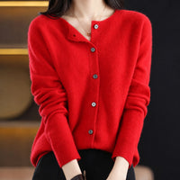 Ina - Eleganter Damenpullover mit Rundhalsausschnitt in Rot