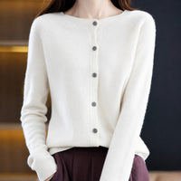 Ina - Eleganter Damenpullover mit Rundhalsausschnitt in Weiß