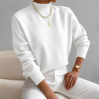 Roxana - Eleganter Damenpullover mit mittelhohem Kragen in Weiß