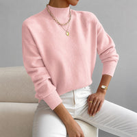 Roxana - Eleganter Damenpullover mit mittelhohem Kragen in Rosa