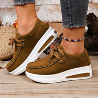 Adeline | Damen Plateau Schnürsneaker in Braun