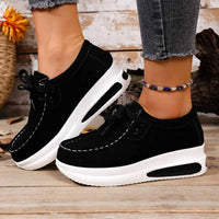 Adeline | Damen Plateau Schnürsneaker in Schwarz