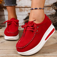 Adeline | Damen Plateau Schnürsneaker in Rot
