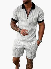 Set aus Polo und Shorts im lässigen Stil für Herren – Sommerliche entspannte Eleganz in Weiß-Schwarz
