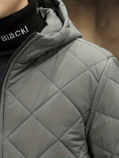 Warme Kapuzen Puffer Winterjacke mit Reissverschluss und Kordelzug für Herren | Ideal für den Winter